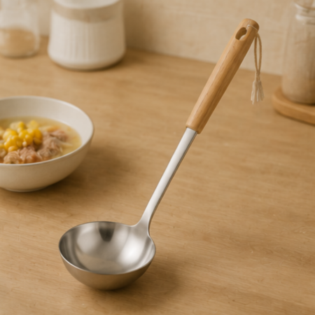 Classic Wooden-Handle Soup Ladle